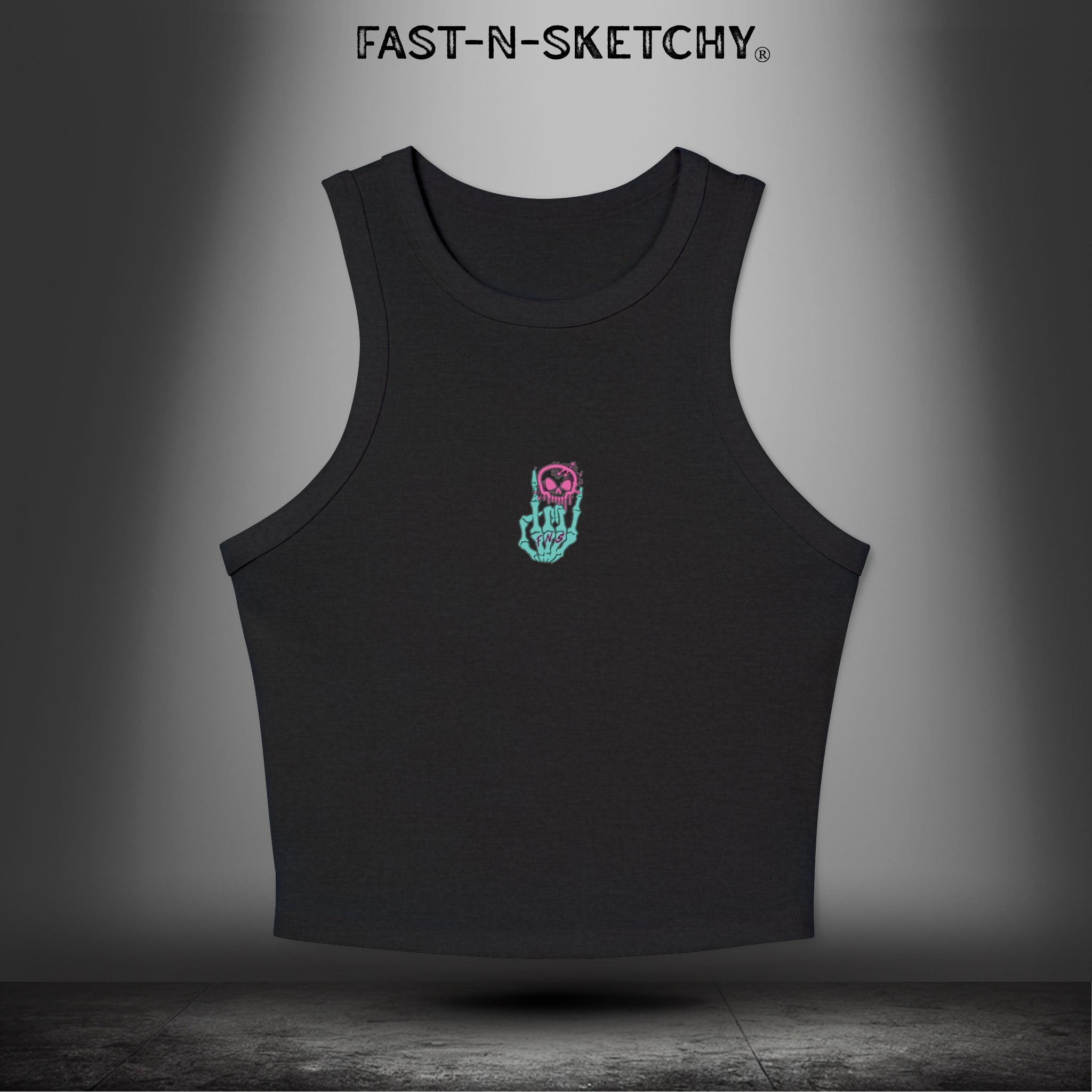 FAST-N-SEXY™ WITH HALF SKULL: Micro Rib Racer Tank Top