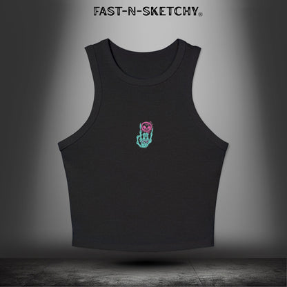 FAST-N-SEXY™ WITH HALF SKULL: Micro Rib Racer Tank Top