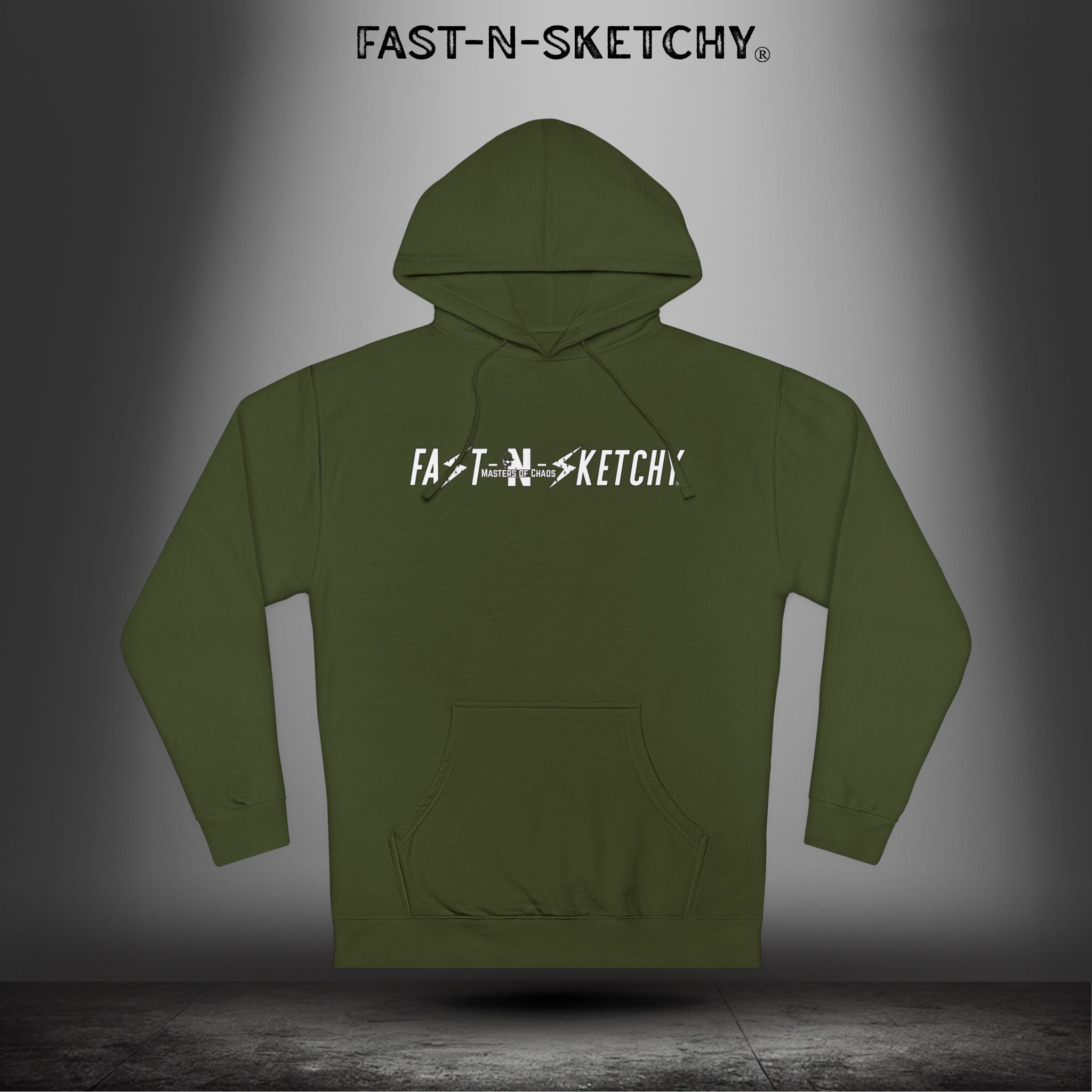 Fast-N-Sketchy Hoodie — Skull Lightning Logo "Live Your Life"