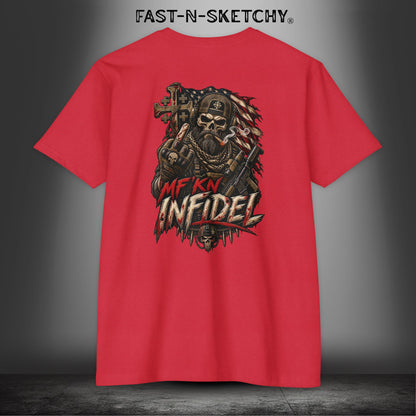 Infidel Skull Tee — Patriotic American Flag Skull: Military Edition
