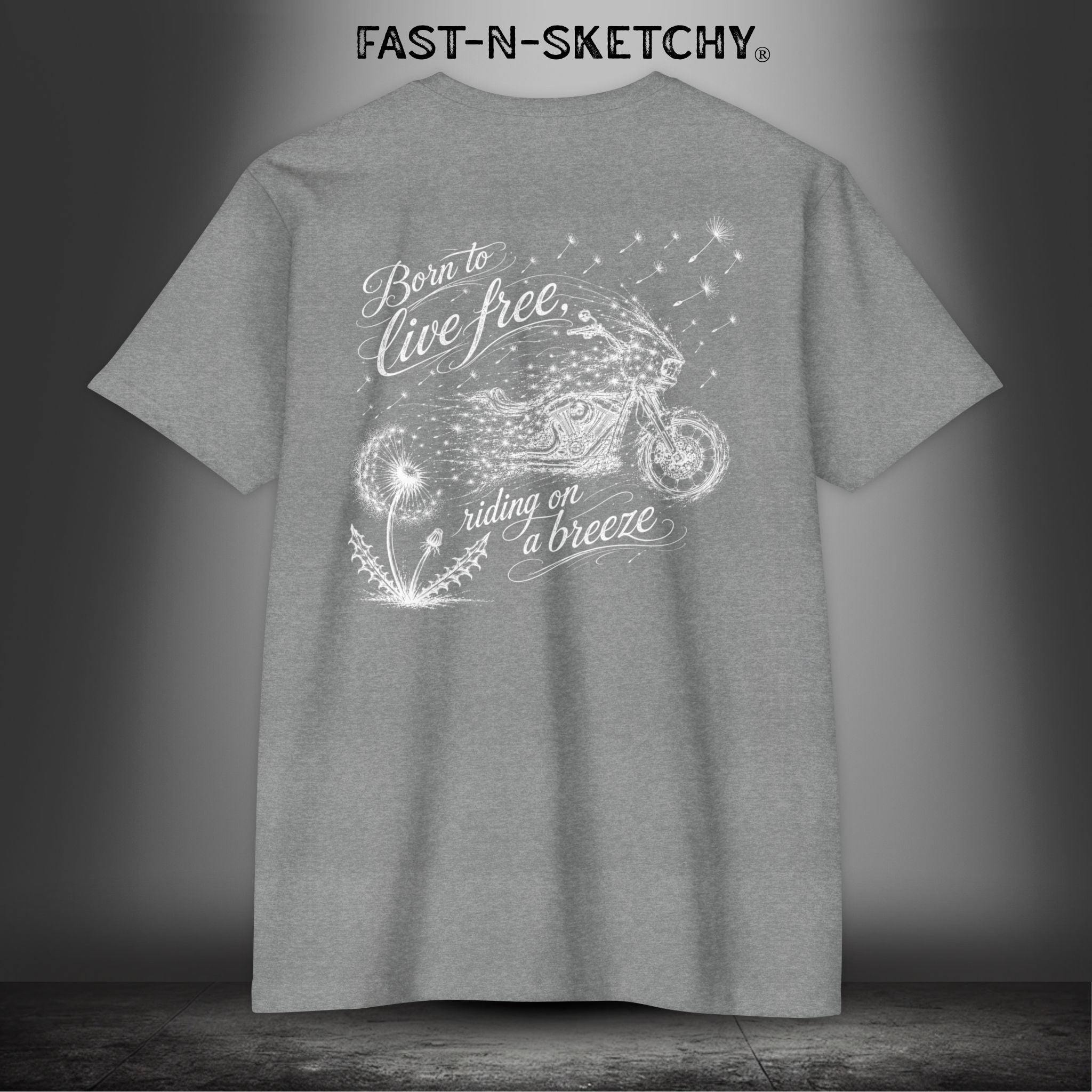 Dandelion: Born To Live Free, Riding on a Breeze - Biker Edition Premium Fitted Tee