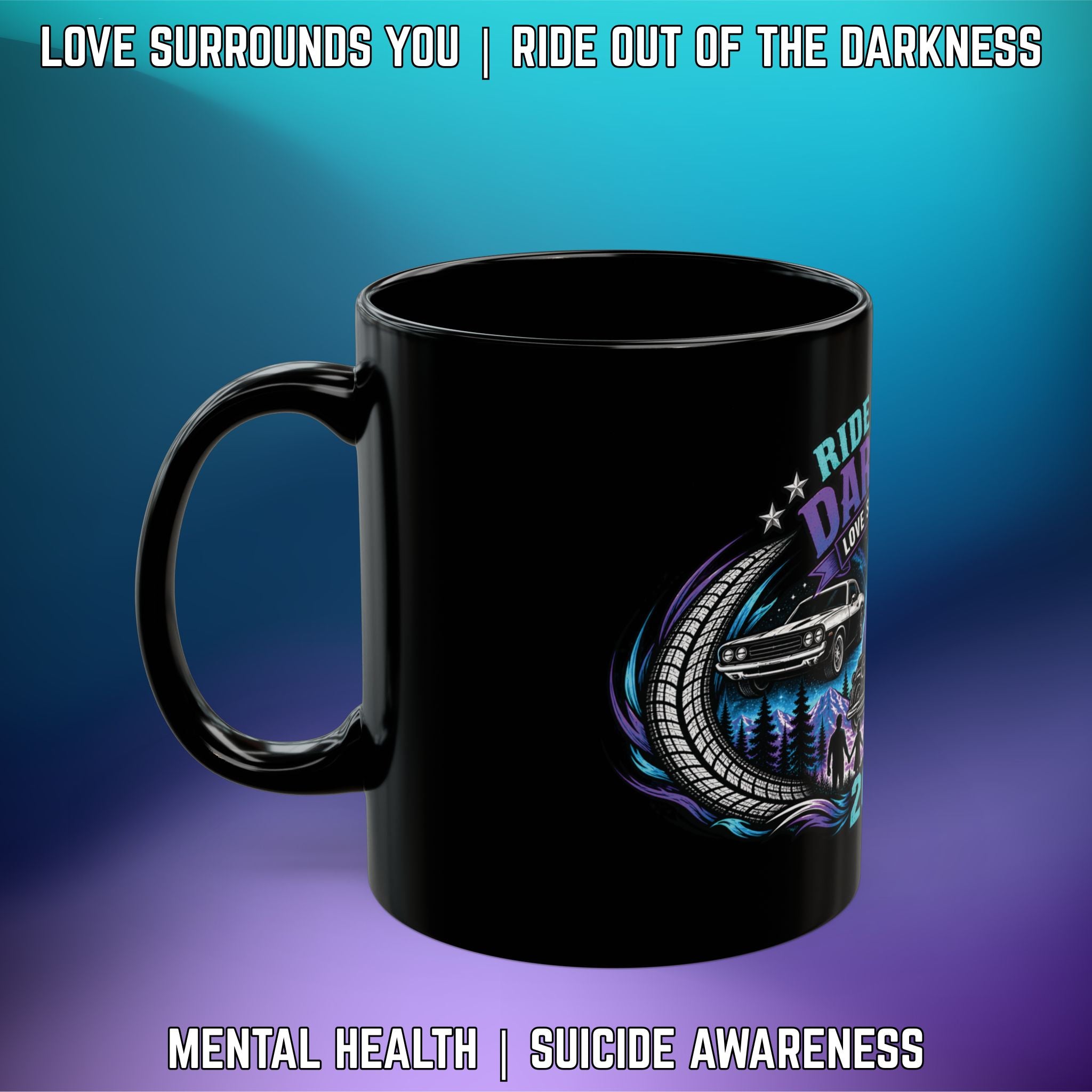 Ride Out of Darkness 2026 Black Mug — Mental Health & Suicide Awareness - LSY