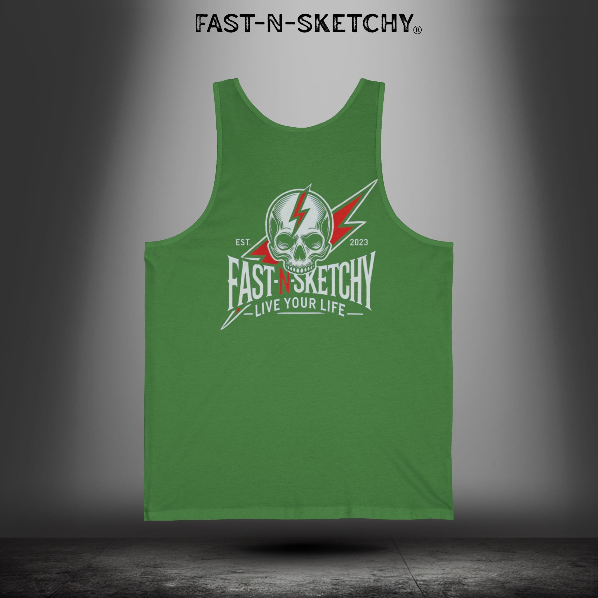 Live Your Life Graphic Tank - Fast-N-Sketchy Skull Tank Top