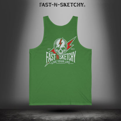 Live Your Life Graphic Tank - Fast-N-Sketchy Skull Tank Top