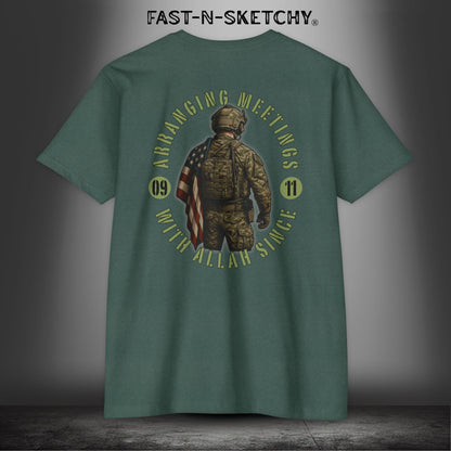 Arranging Meetings with Allah Since 9/11 - Military Edition: FAST-N-SKETCHY T-Shirt Next Level 6210