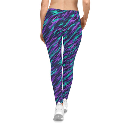 Suicide Awareness Aurora Wave Leggings — Vibrant Teal & Purple - LSY