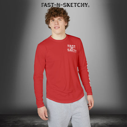 Fast-N-Salty Flag Red UV Protection Long Sleeve Shirt - Perfect for Outdoor Adventures and Fishing