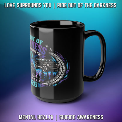 Ride Out of Darkness 2026 Black Mug — Mental Health & Suicide Awareness - LSY