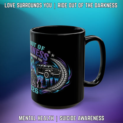 Ride Out of Darkness 2026 Black Mug — Mental Health & Suicide Awareness - LSY