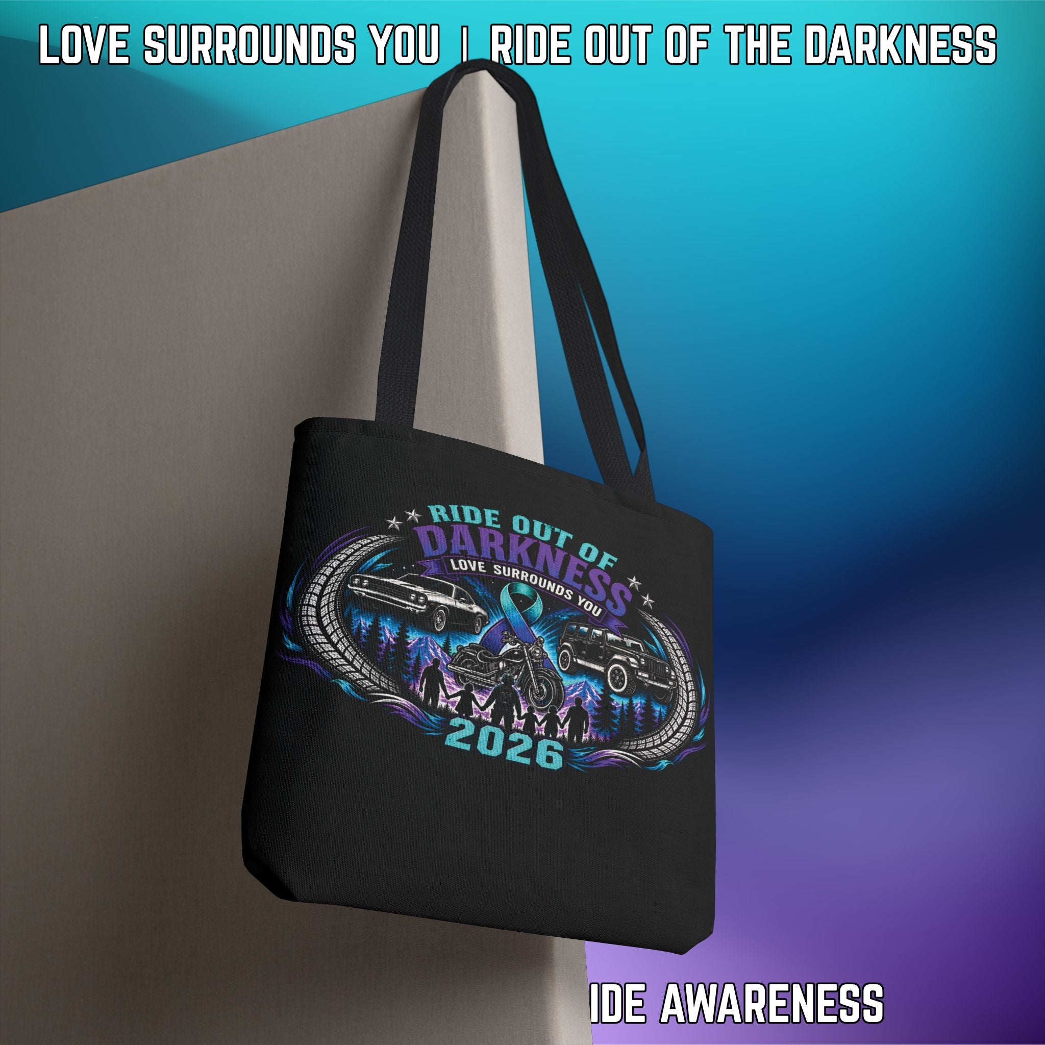 Ride Out of Darkness 2026 Tote Bag — Mental Health & Suicide Awareness - LSY