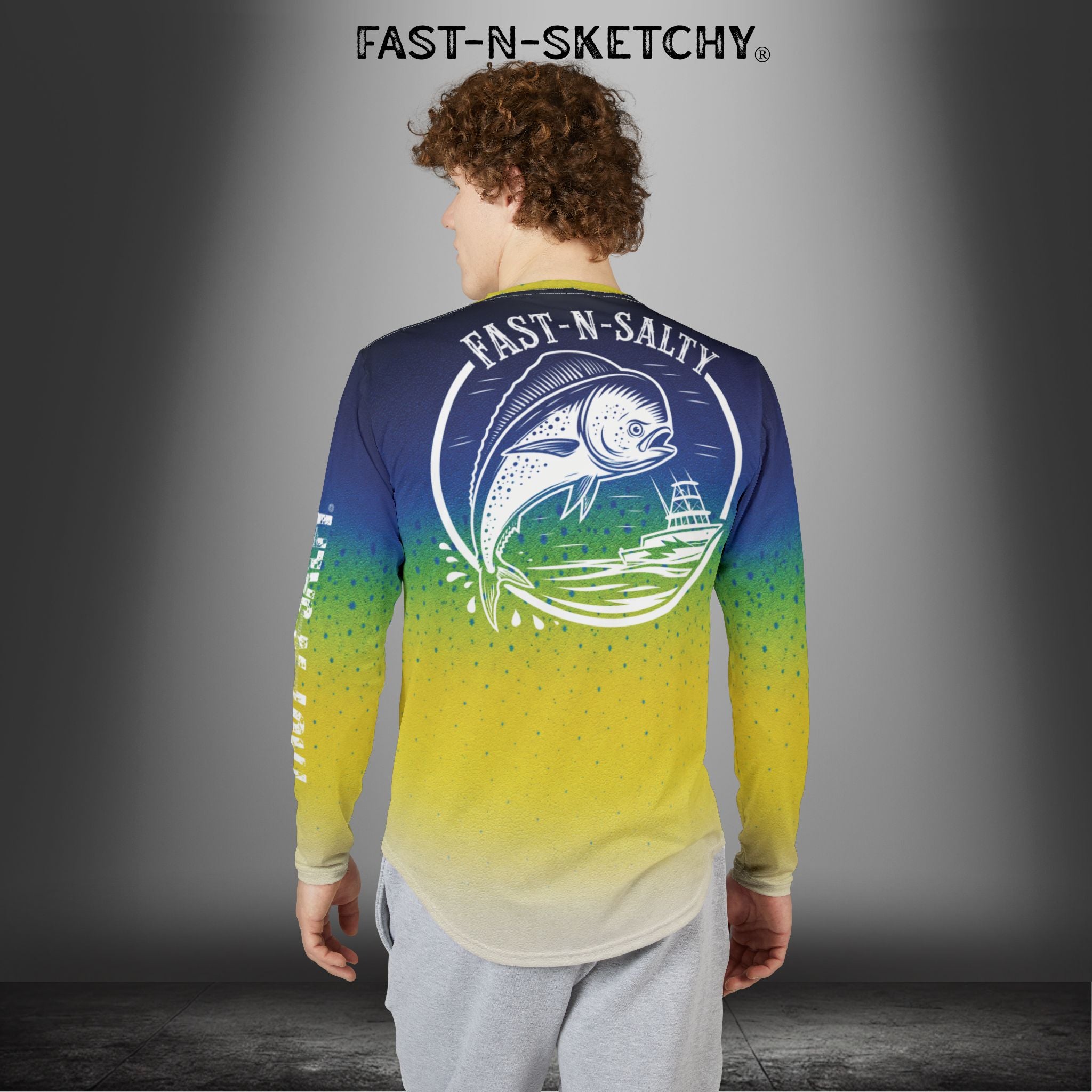 Mahi Mahi Dolphin Camo Fast-N-Salty UV Protection Long Sleeve Shirt