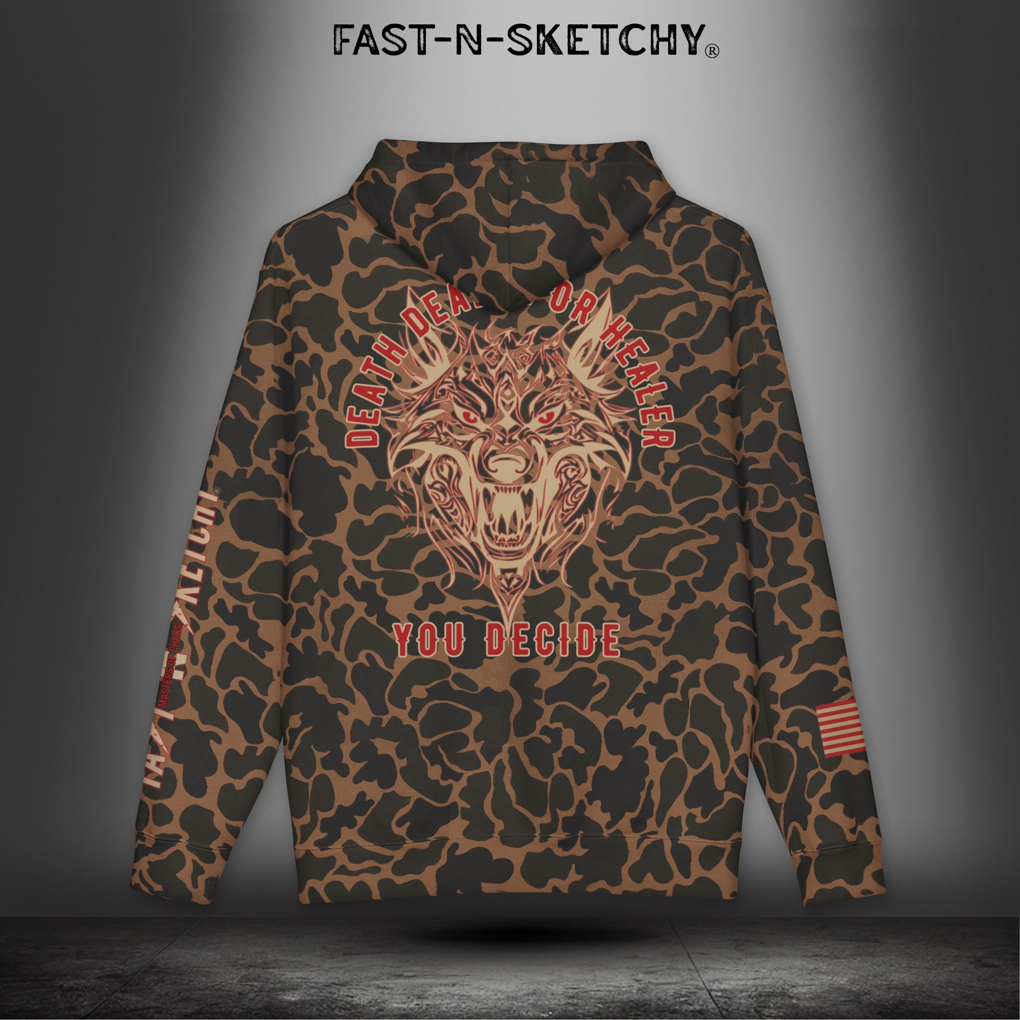 Coyote Death Dealer or Healer Camo Hoodie: Military Edition