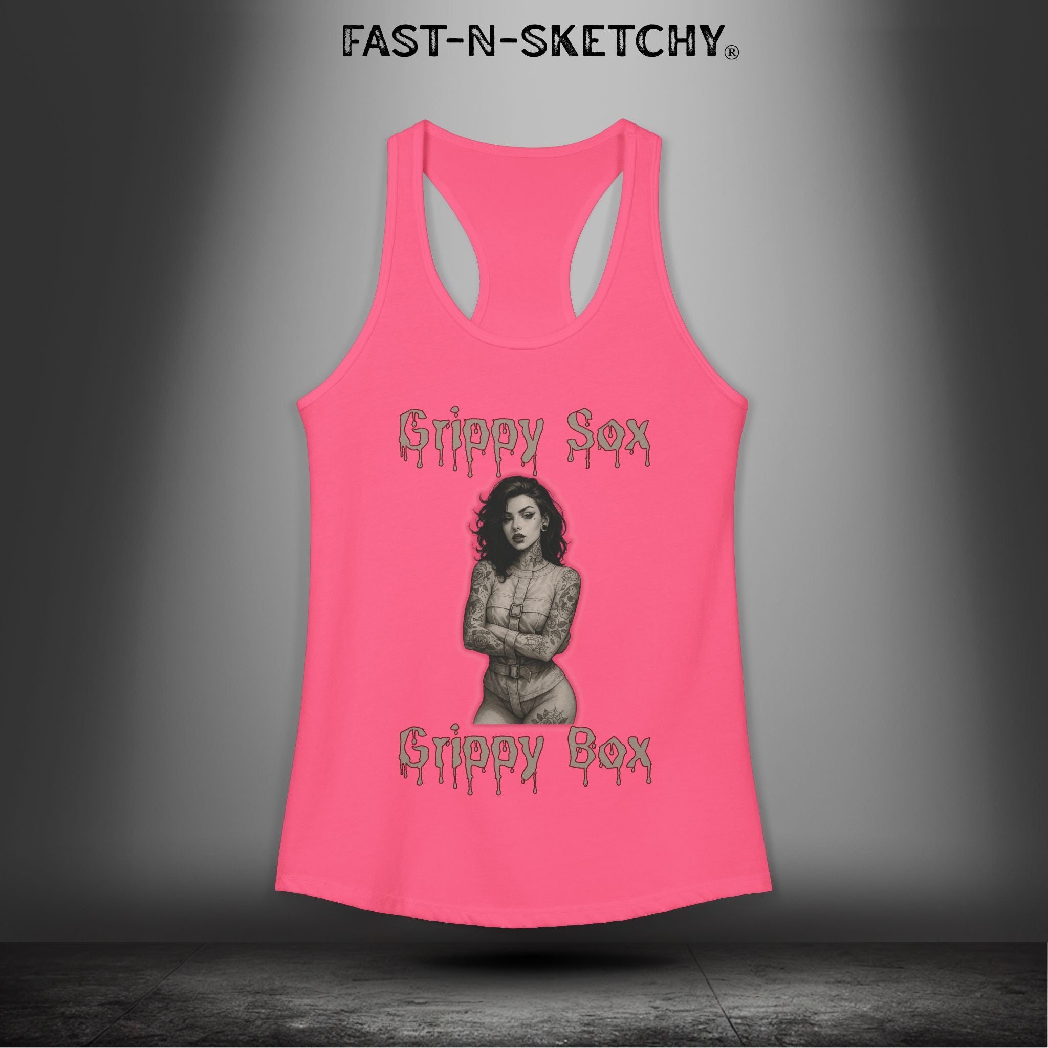 Grippy Sox Grippy Box: FAST-N-SKETCHY - Racerback Tank Top