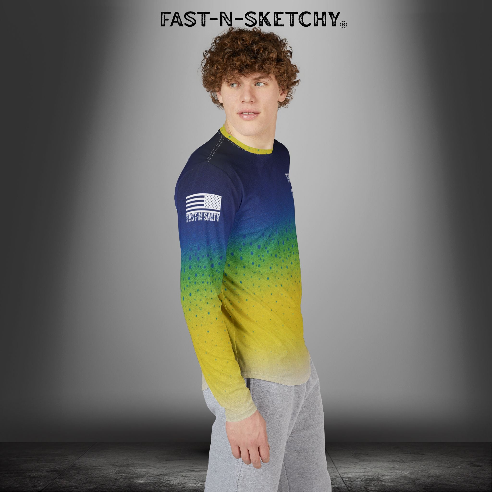 Mahi Mahi Dolphin Camo Fast-N-Salty UV Protection Long Sleeve Shirt