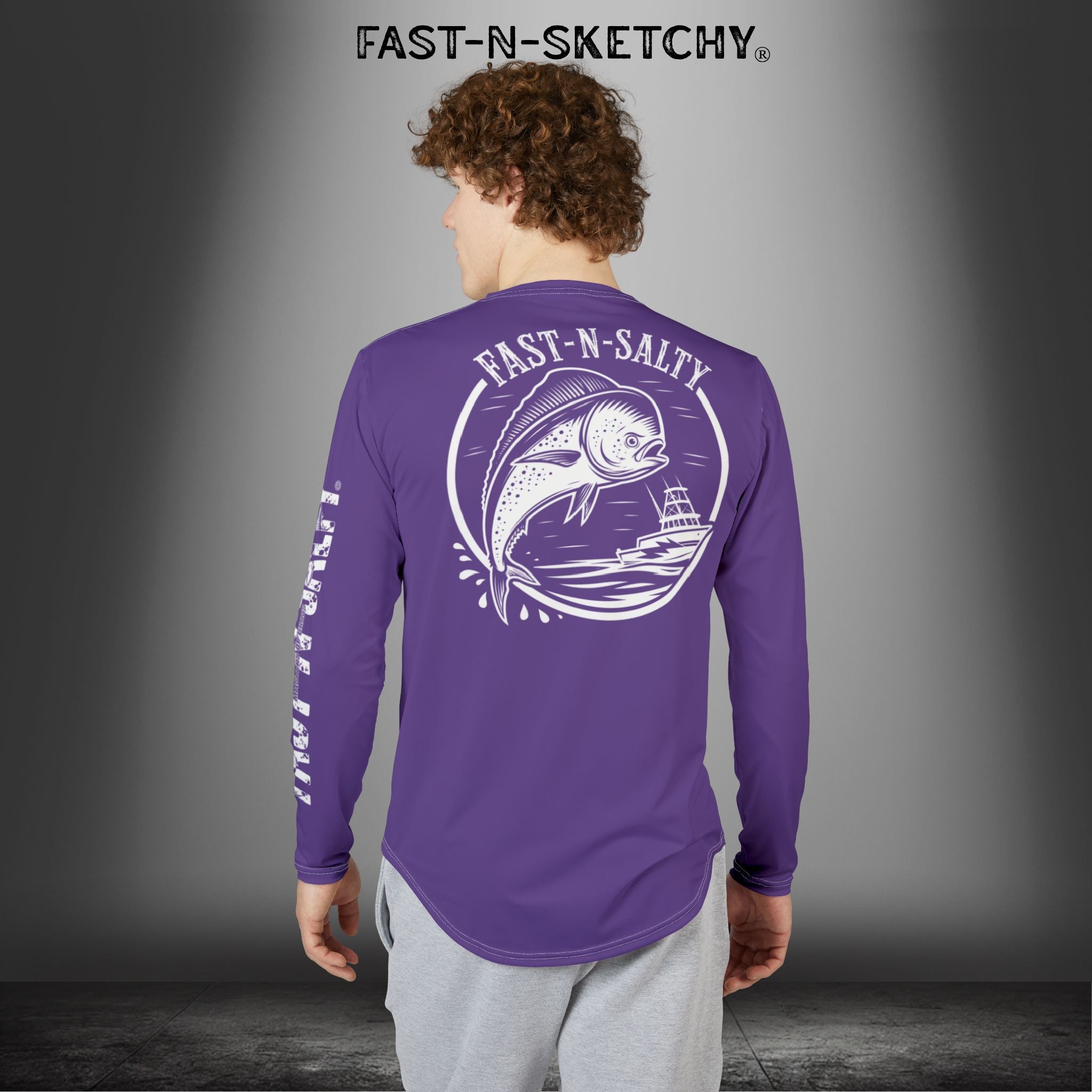 Mahi Mahi Fast-N-Salty Purple UV Protection Long Sleeve Shirt - Perfect for Outdoor Adventures and Fishing
