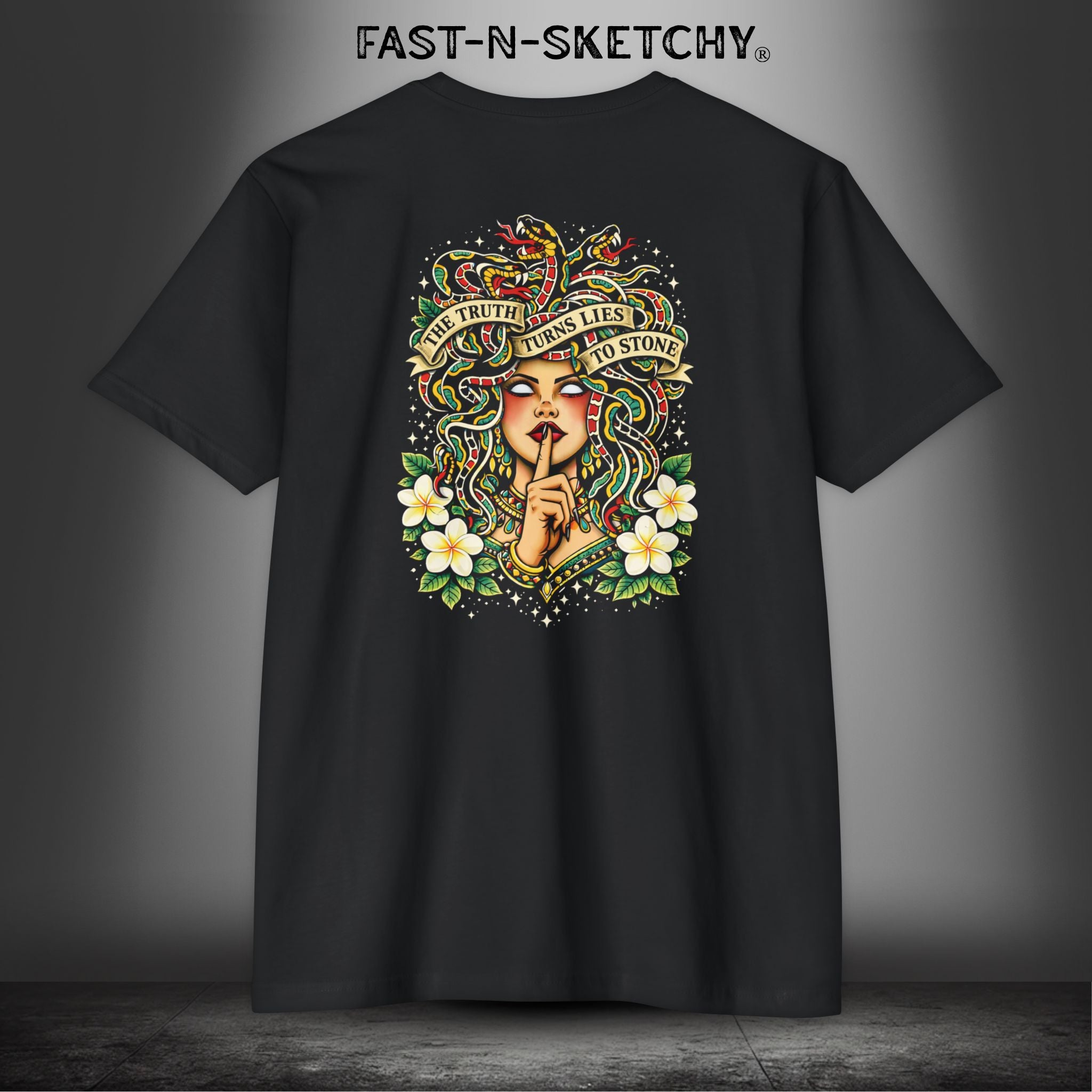 Medusa: The Truth Turns Lies to Stone - Premium Fitted Tee