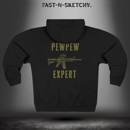 Pew Pew Expert: Military Edition -  Zip Hoodie