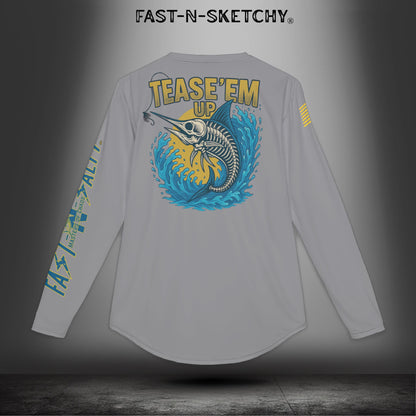 Tease 'Em Up: FAST-N-SALTY, FAST-N-SALTY: (Grey) UV Protection Long Sleeve Shirt (Marlin) Perfect for Outdoor Adventures and Fishing