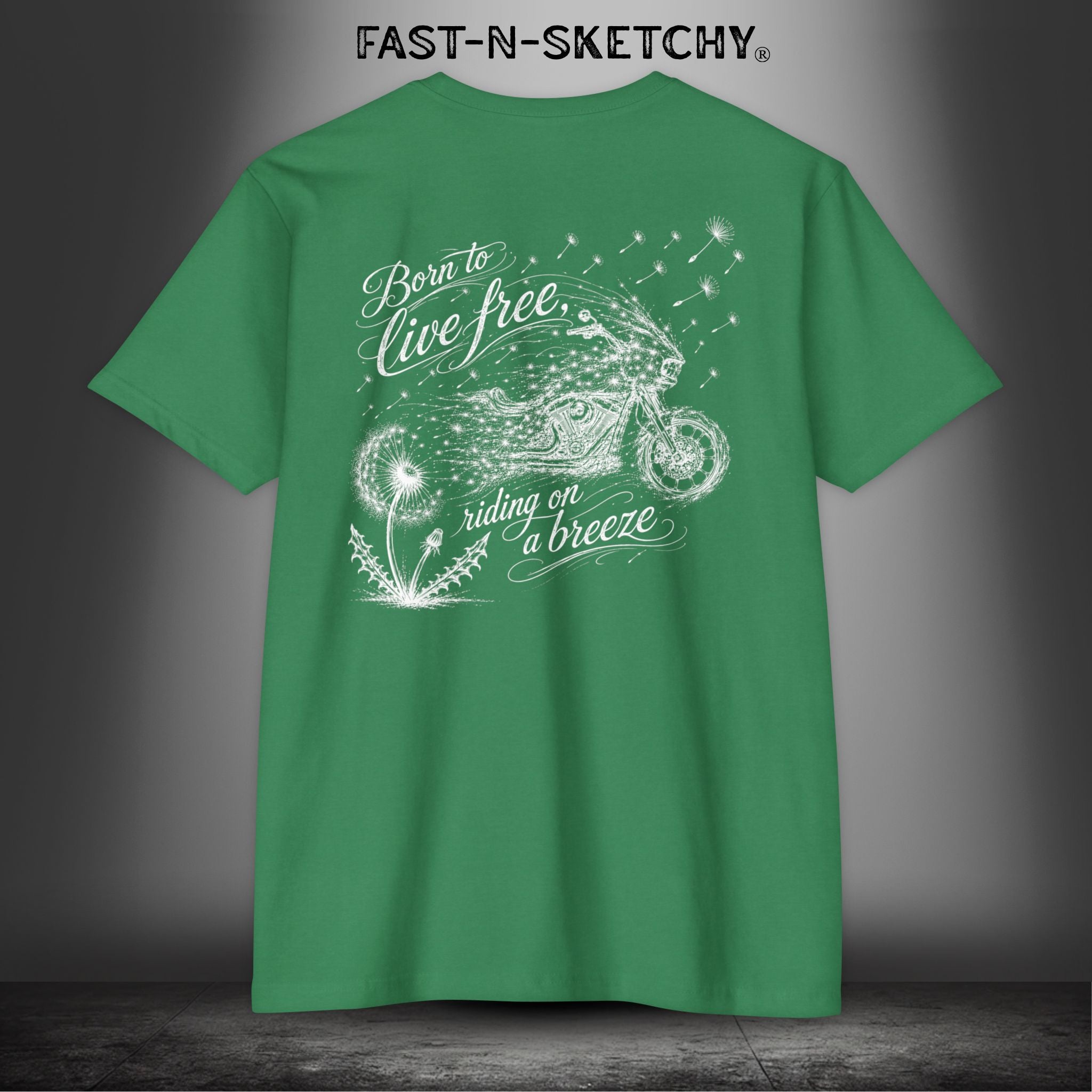 Dandelion: Born To Live Free, Riding on a Breeze - Biker Edition Premium Fitted Tee