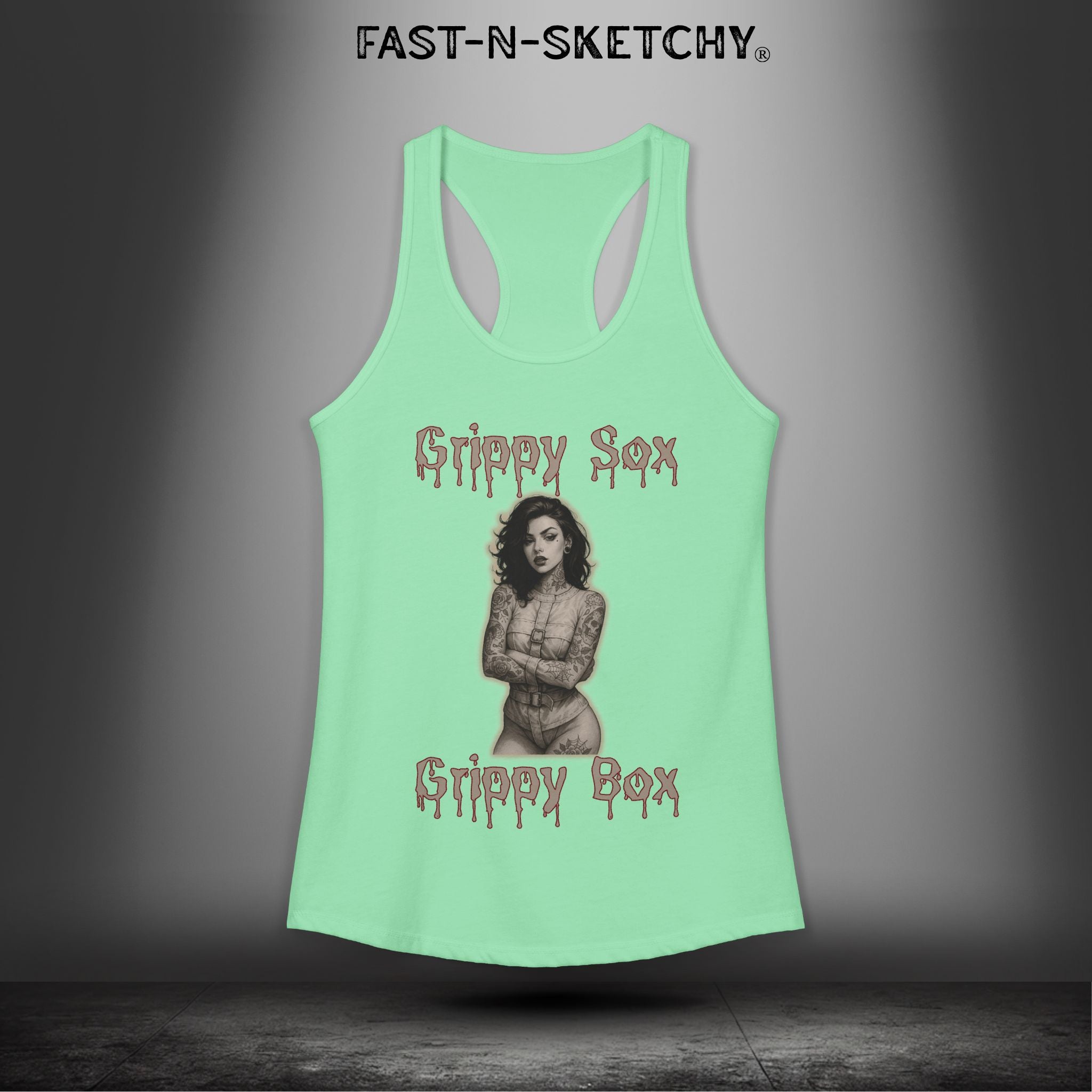 Grippy Sox Grippy Box: FAST-N-SKETCHY - Racerback Tank Top