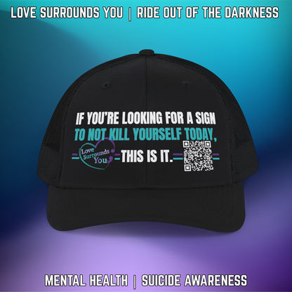If You're Looking for a Sign QR Code Suicide Awareness Snapback Richardson 112 Trucker Cap - LSY