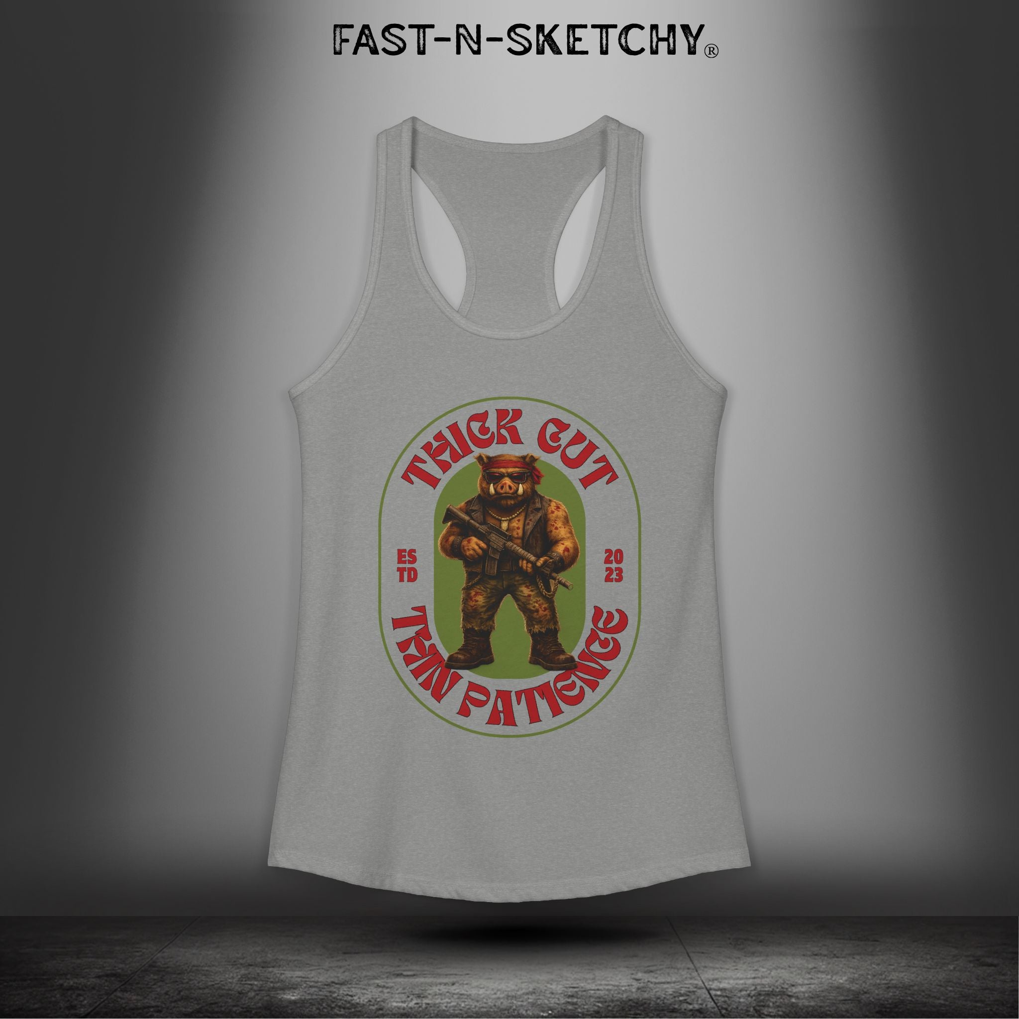 Porkchop, Thick Cut Thin Patience: Military Edition Racerback Tank