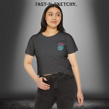 FAST-N-SEXY™ WITH HALF SKULL: Festival Crop Top