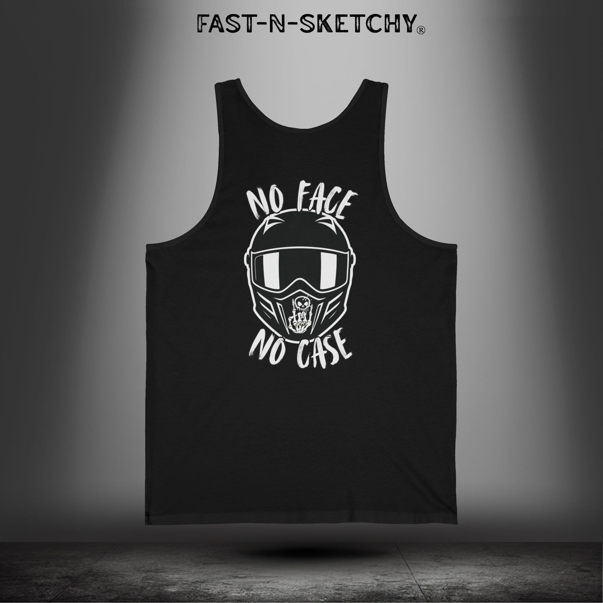 No Face No Case Tank Top — Fast-N-Sketchy Moto Helmet Graphic Tank