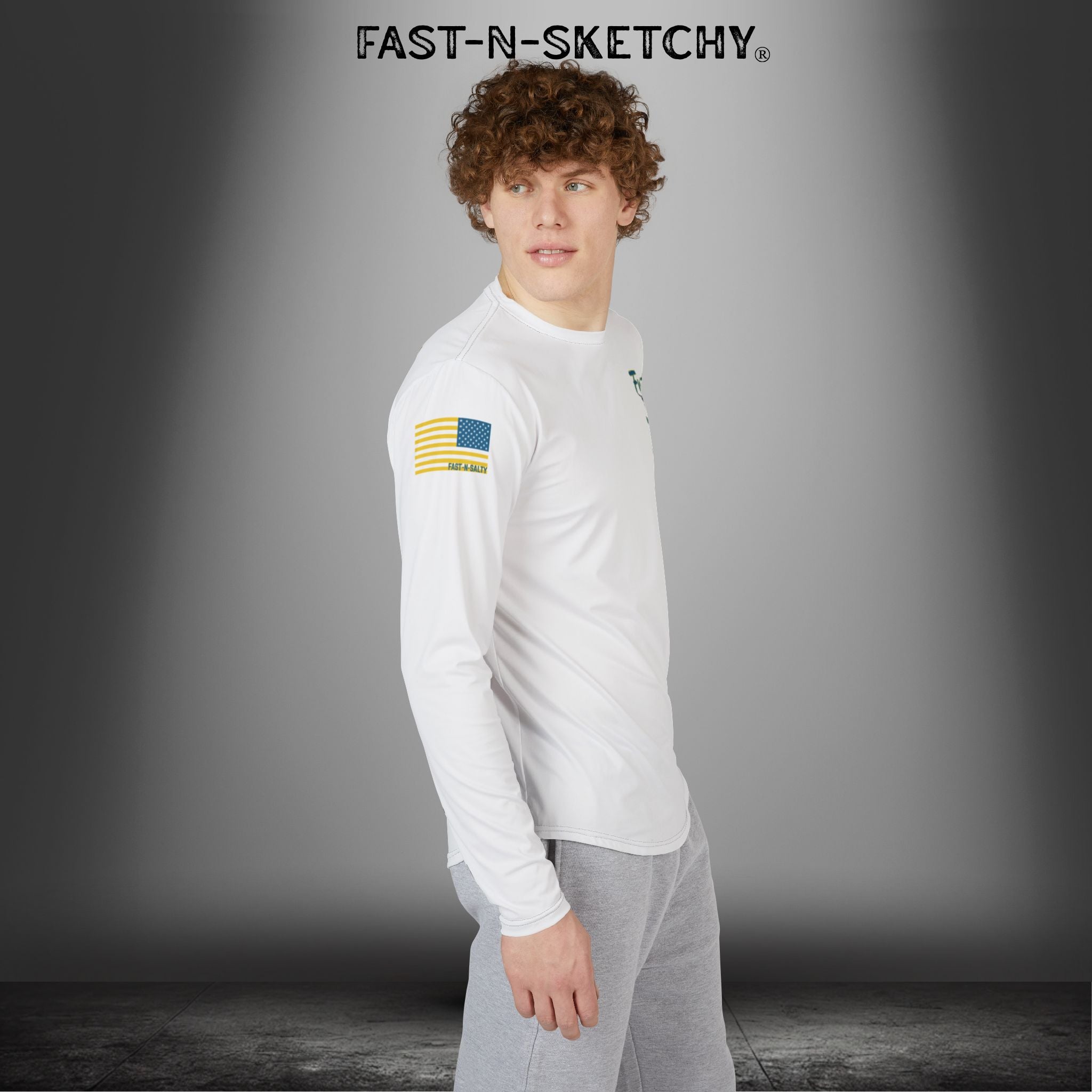 Tease 'Em Up #2: FAST-N-SALTY, FAST-N-SALTY: (White) UV Protection Long Sleeve Shirt (Marlin) Perfect for Outdoor Adventures and Fishing