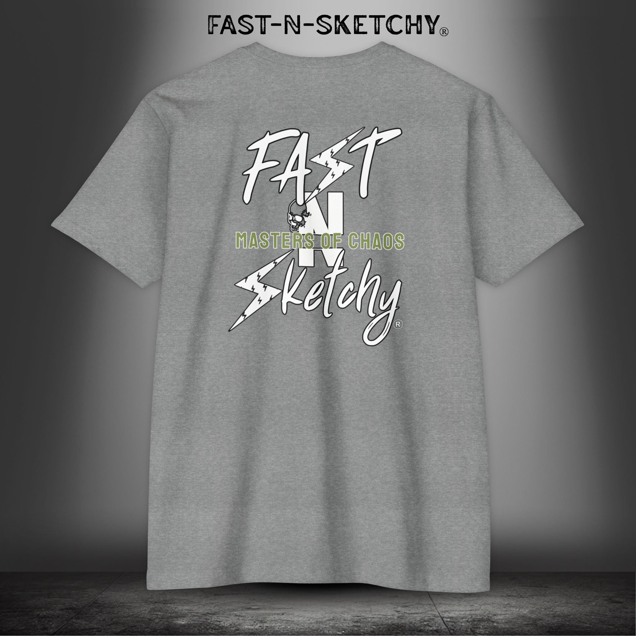 FAST-N-SKETCHY - T-shirt Classic Fit Crewneck - Next Level 6210 (Dark Colors/Green Words)