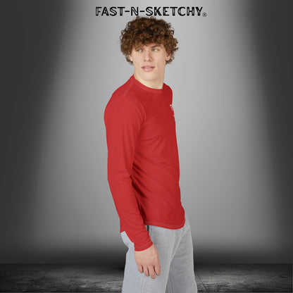 Fast-N-Salty Flag Red UV Protection Long Sleeve Shirt - Perfect for Outdoor Adventures and Fishing