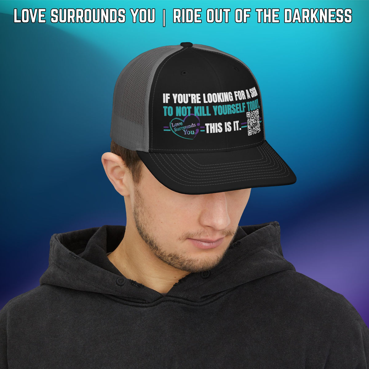 If You're Looking for a Sign QR Code Suicide Awareness Snapback Richardson 112 Trucker Cap - LSY
