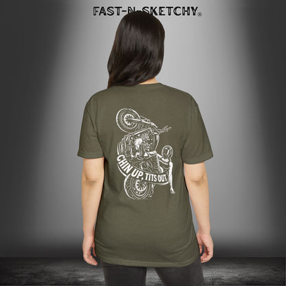 Chin Up, Tits Out: Biker Edition Premium Fitted Tee