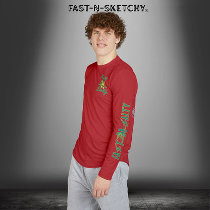 Put a Hook In It, FAST-N-SALTY: (Red) UV Protection Long Sleeve Shirt (Mahi Mahi) Perfect for Outdoor Adventures and Fishing