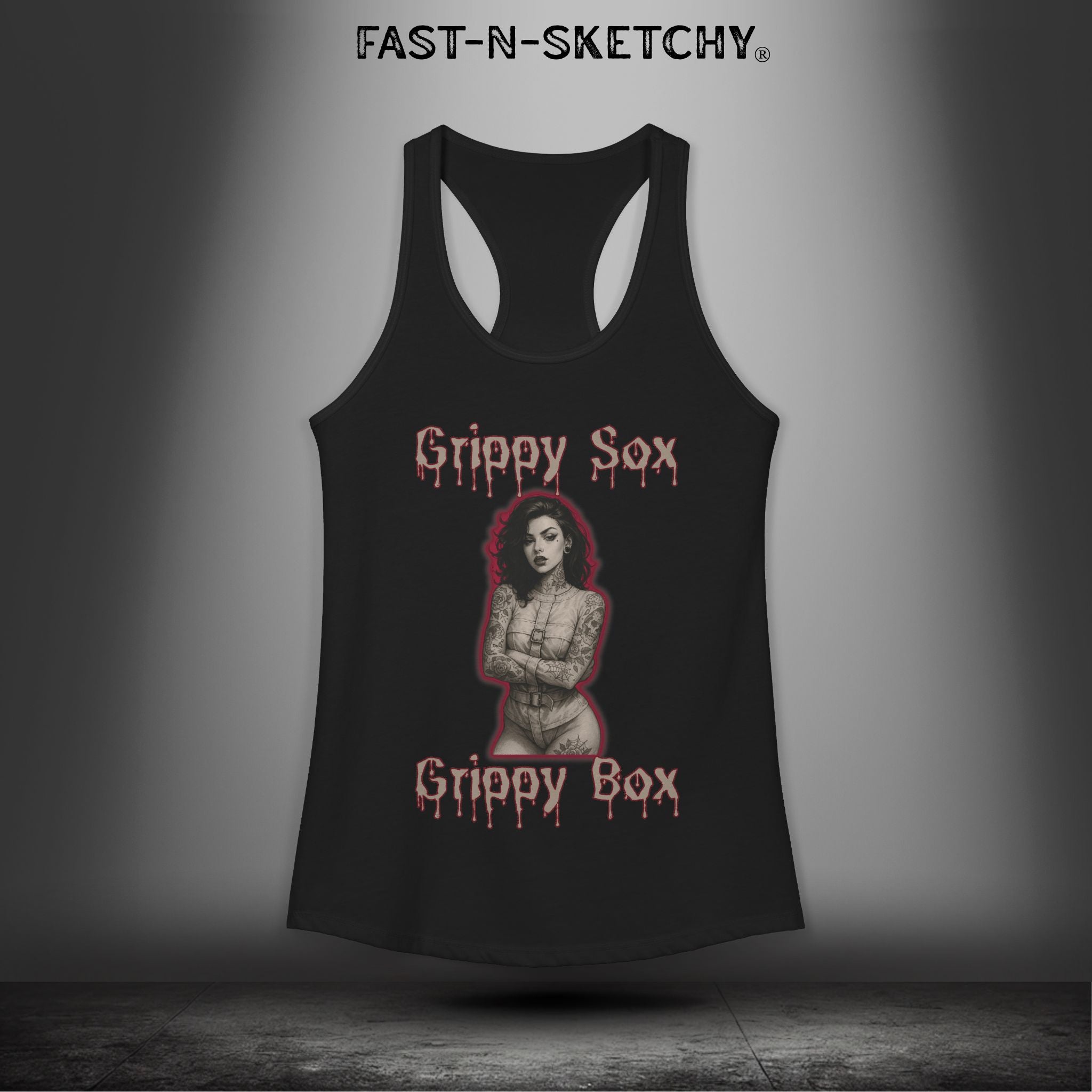 Grippy Sox Grippy Box: FAST-N-SKETCHY - Racerback Tank Top