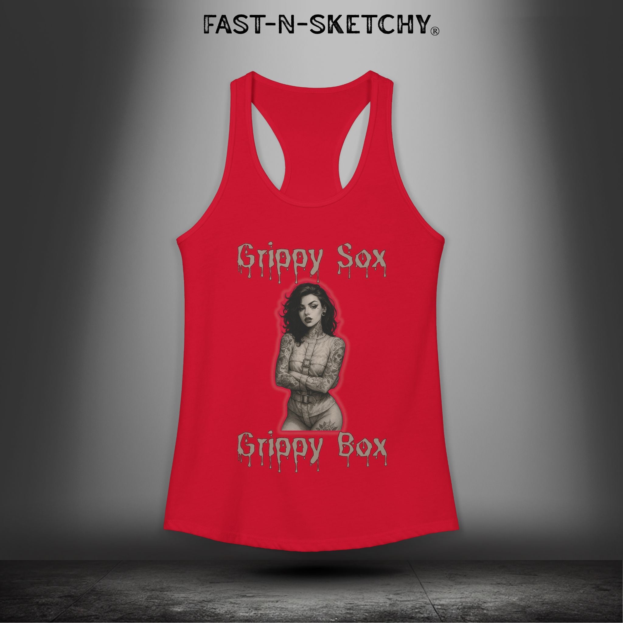 Grippy Sox Grippy Box: FAST-N-SKETCHY - Racerback Tank Top