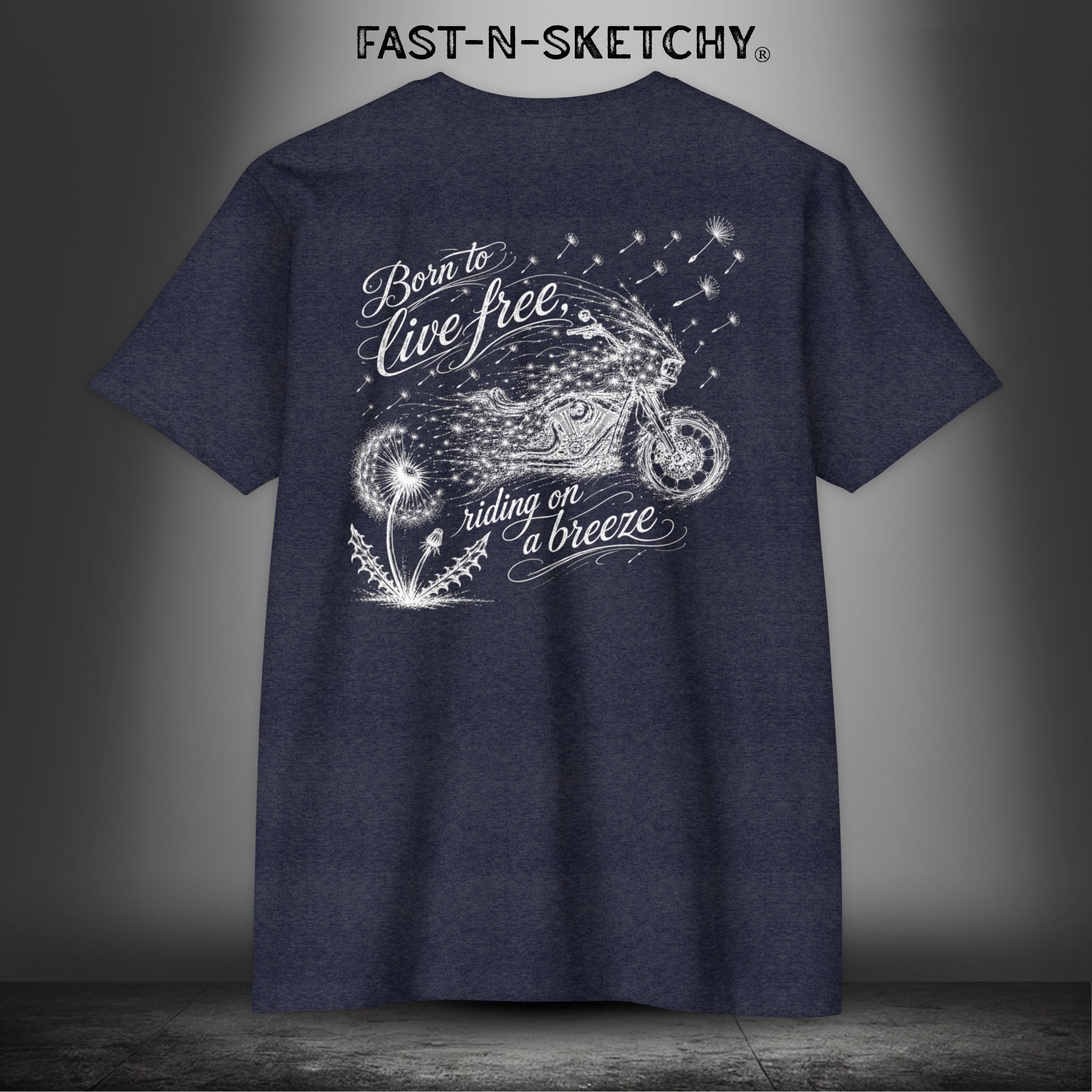 Dandelion: Born To Live Free, Riding on a Breeze - Biker Edition Premium Fitted Tee
