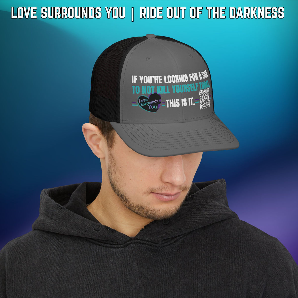 If You're Looking for a Sign QR Code Suicide Awareness Snapback Richardson 112 Trucker Cap - LSY