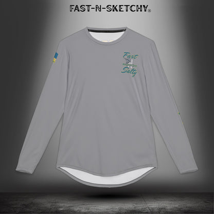 Tease 'Em Up #2: FAST-N-SALTY, FAST-N-SALTY: (Grey) UV Protection Long Sleeve Shirt (Marlin) Perfect for Outdoor Adventures and Fishing