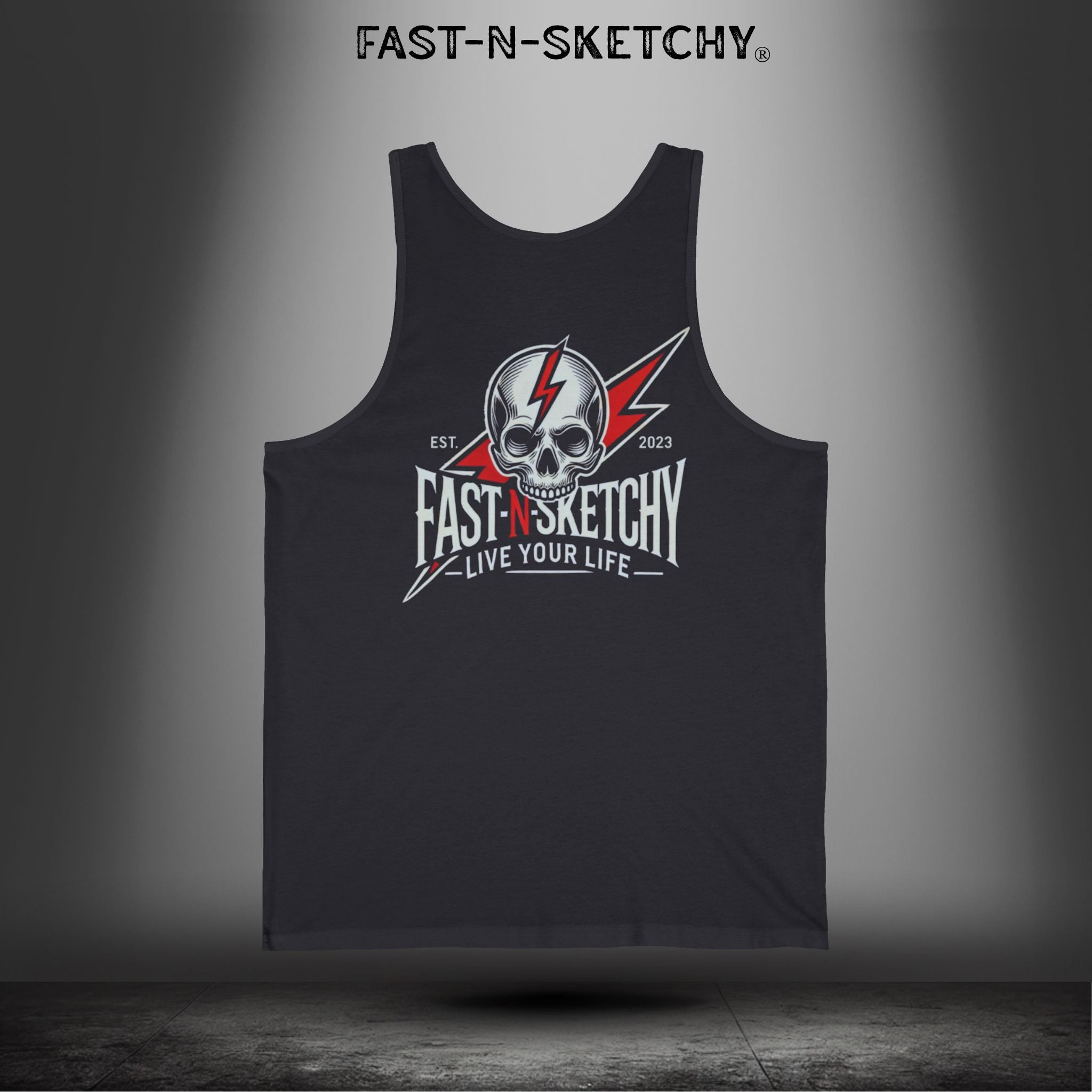 Live Your Life Graphic Tank - Fast-N-Sketchy Skull Tank Top