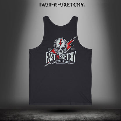 Live Your Life Graphic Tank - Fast-N-Sketchy Skull Tank Top
