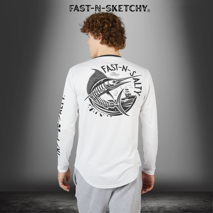Fast-N-Salty UV Protection Long Sleeve Shirt - (White) Perfect for Outdoor Adventures and Fishing