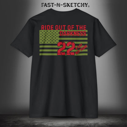 Military Edition Flag T-Shirt 22 a Day, Not Today | Sponor for Ride Out of the Darkness