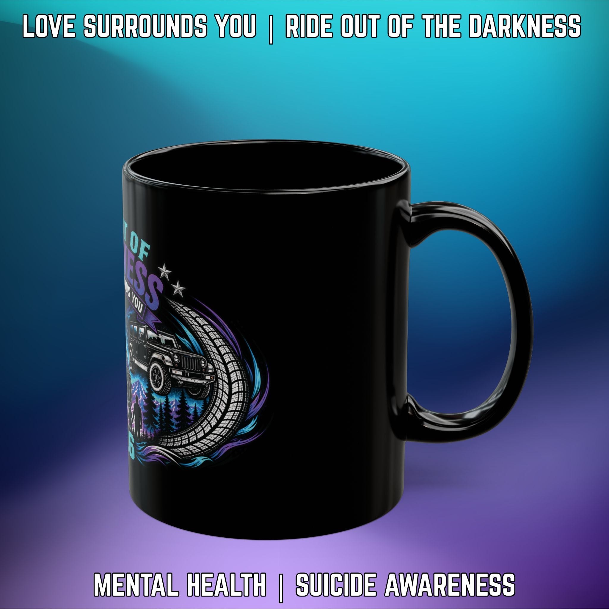 Ride Out of Darkness 2026 Black Mug — Mental Health & Suicide Awareness - LSY