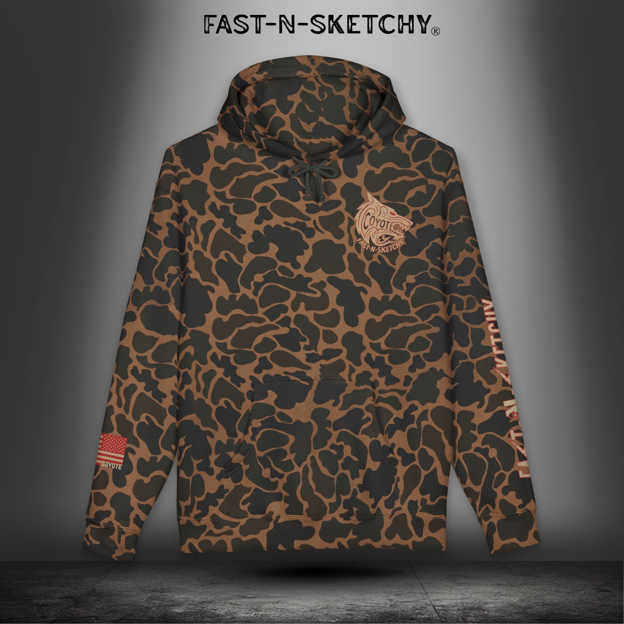 Coyote Death Dealer or Healer Camo Hoodie: Military Edition