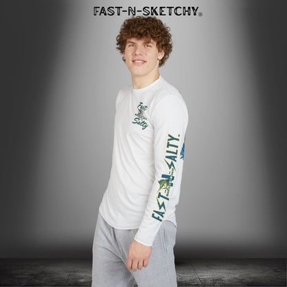 Tease 'Em Up #2: FAST-N-SALTY, FAST-N-SALTY: (White) UV Protection Long Sleeve Shirt (Marlin) Perfect for Outdoor Adventures and Fishing
