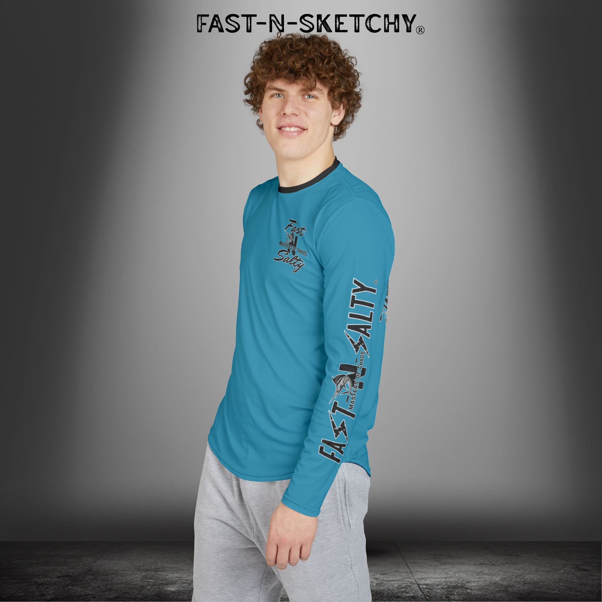 Fast-N-Salty UV Protection Long Sleeve Shirt - (Blue) Perfect for Outdoor Adventures and Fishing