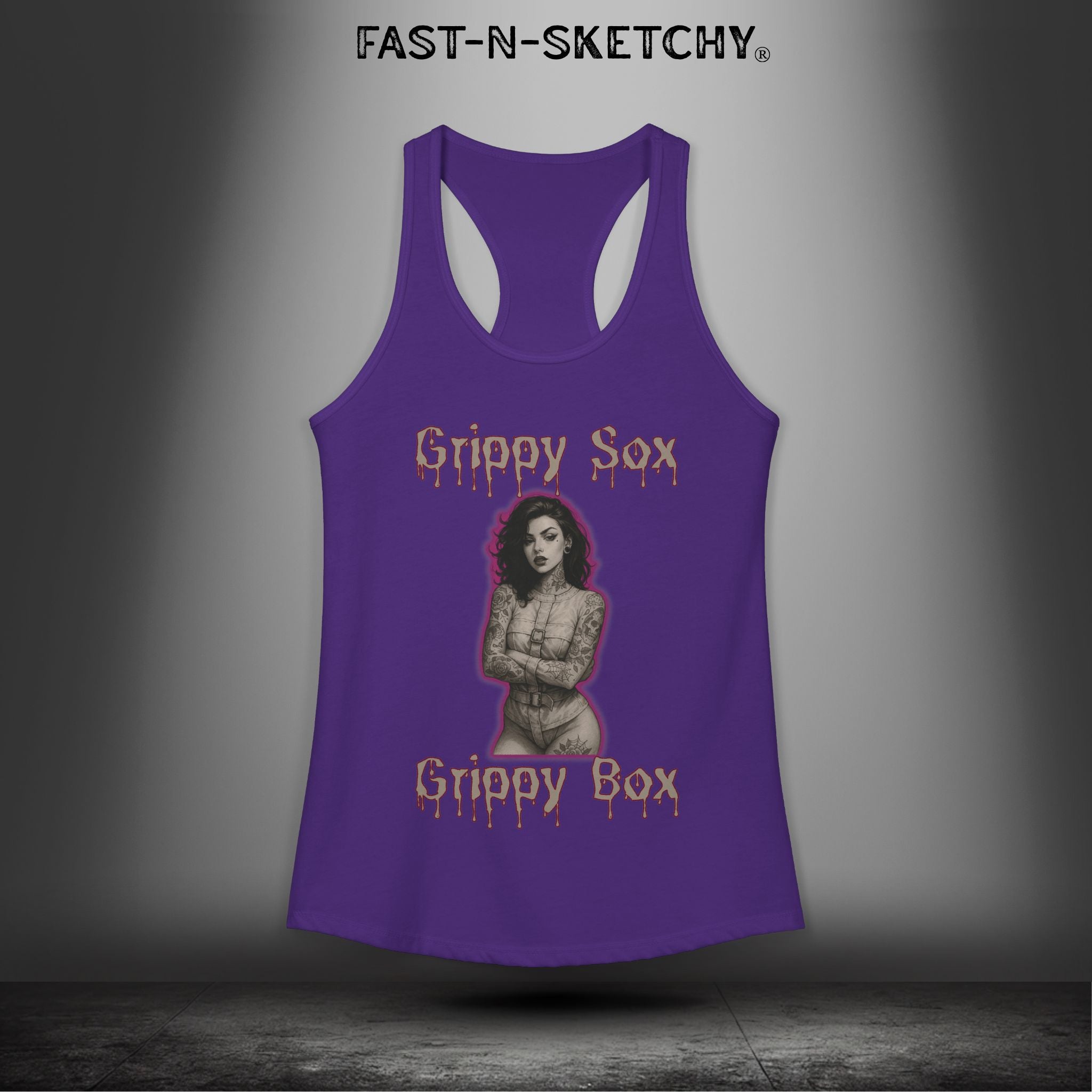 Grippy Sox Grippy Box: FAST-N-SKETCHY - Racerback Tank Top