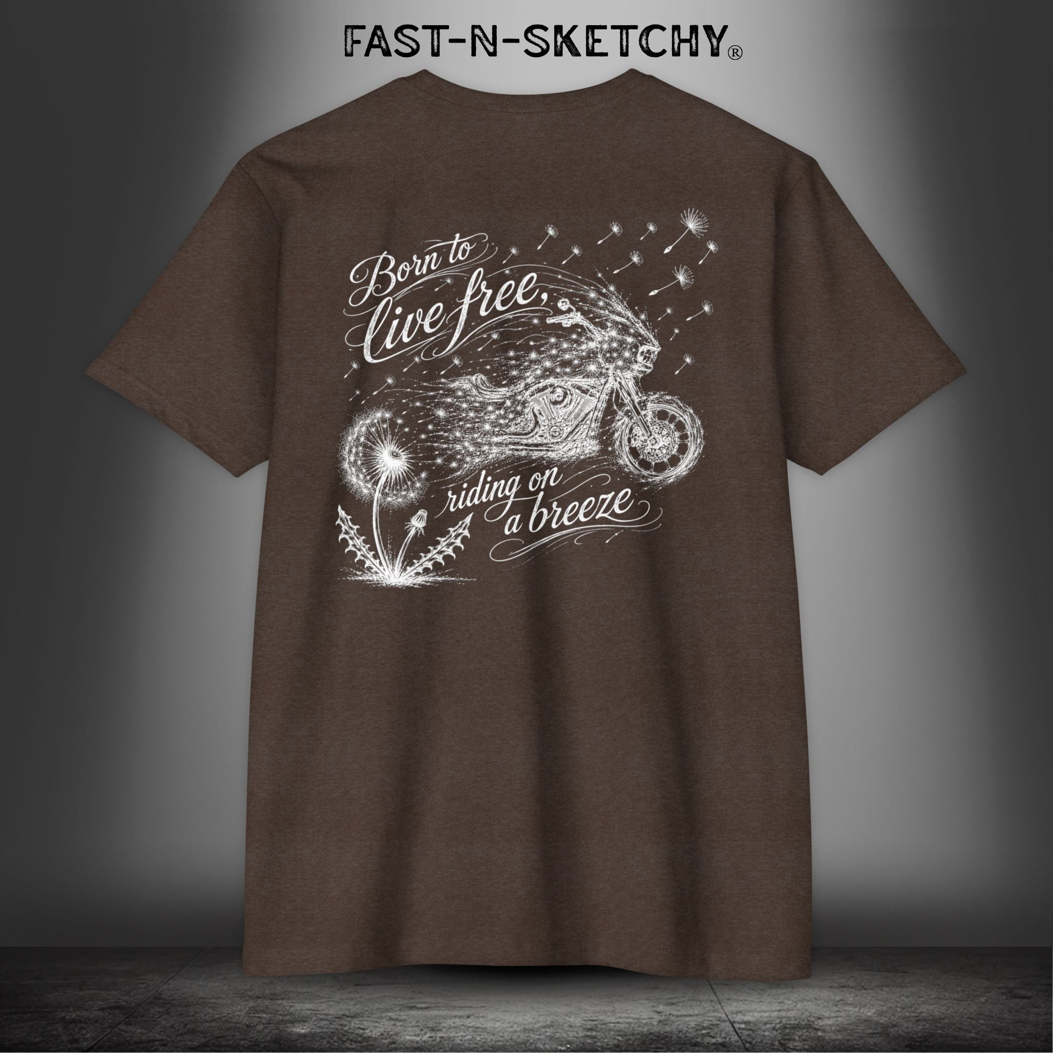 Dandelion: Born To Live Free, Riding on a Breeze - Biker Edition Premium Fitted Tee
