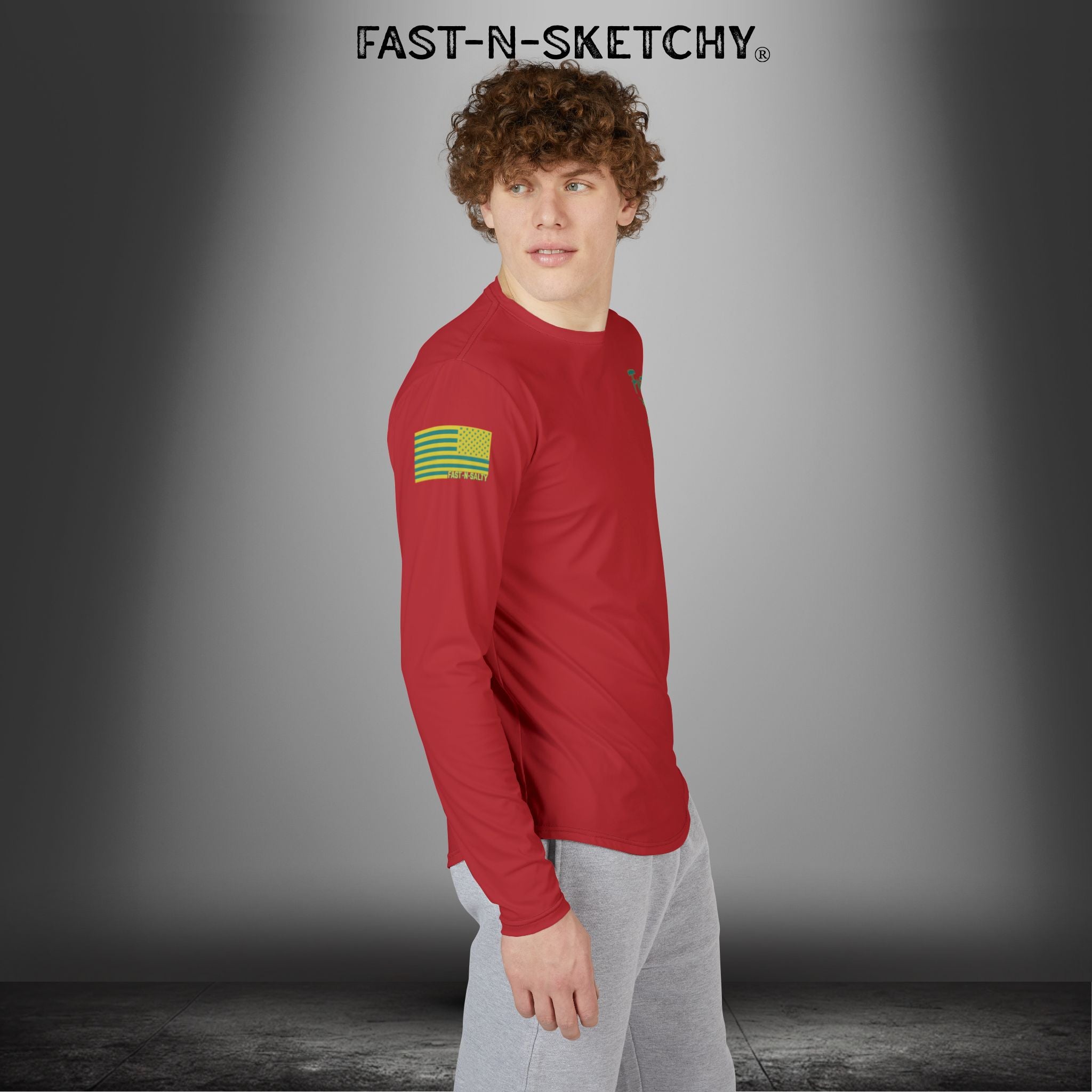 Put a Hook In It, FAST-N-SALTY: (Red) UV Protection Long Sleeve Shirt (Mahi Mahi) Perfect for Outdoor Adventures and Fishing